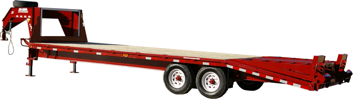 Red Rhino 26 foot, 7K with six foot ramps, pop-up center, LED lights and spare tire mounted.