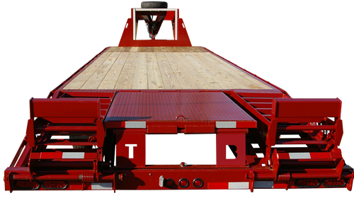 Red Rhino 33 foot, 10K with six foot ramps, pop-up center, LED lights and spare tire mounted.